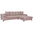 ECKSOFA Rosa Cord Rückenkissen, Armlehnenkissen, Rücken echt  - Schwarz/Rosa, KONVENTIONELL, Textil/Metall (332/231cm) - Carryhome
