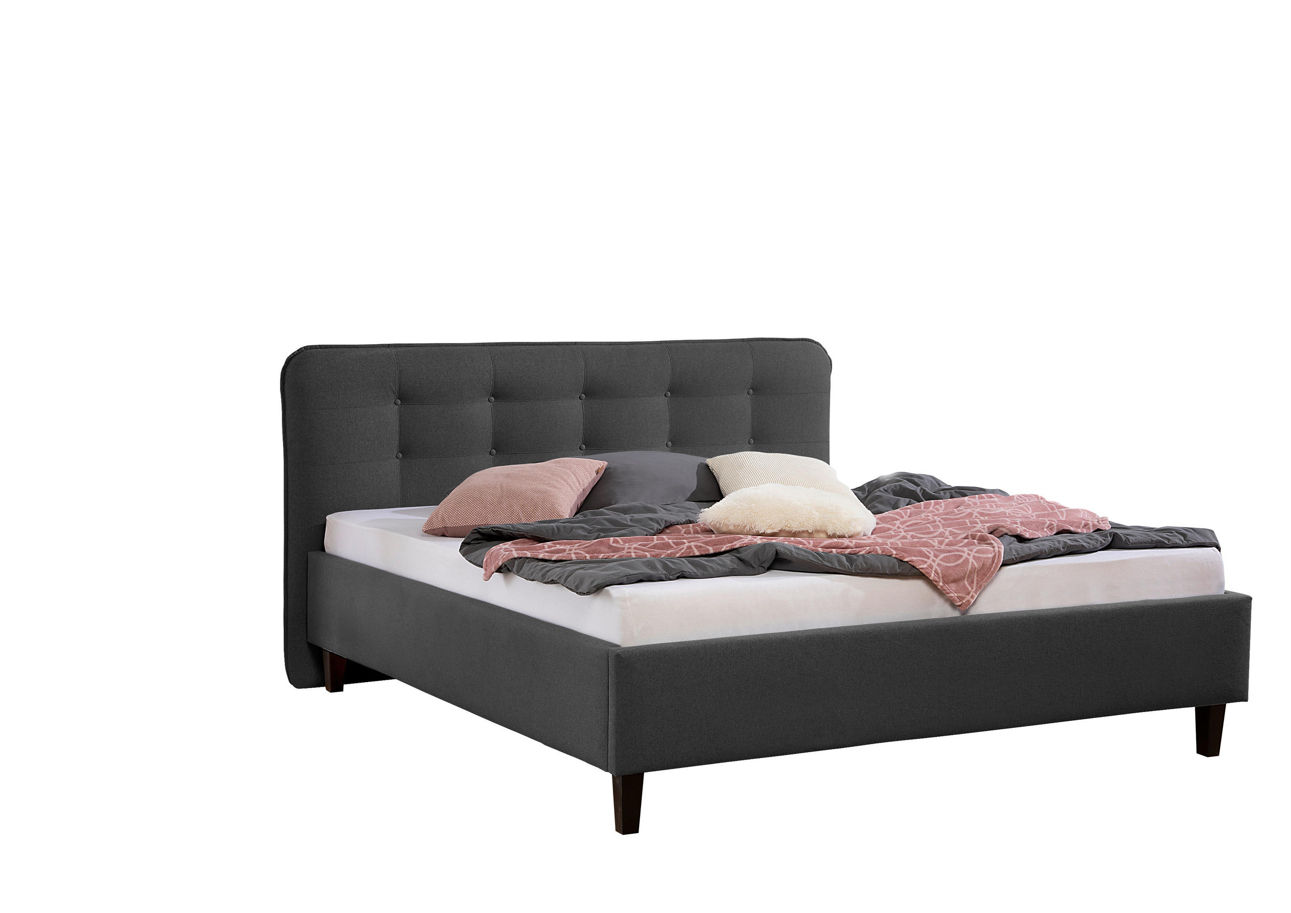 POLSTERBETT 160/200 cm,  in Anthrazit,  - Anthrazit/Schwarz, MODERN, Holz/Textil (160/200cm) - Livetastic