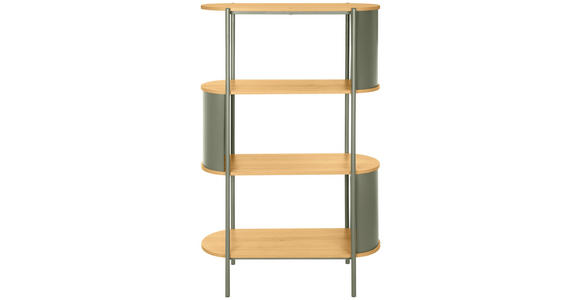 REGAL Grün, Naturfarben  - Naturfarben/Grün, Trend, Holzwerkstoff/Metall (80/133,5/33,8cm) - Xora