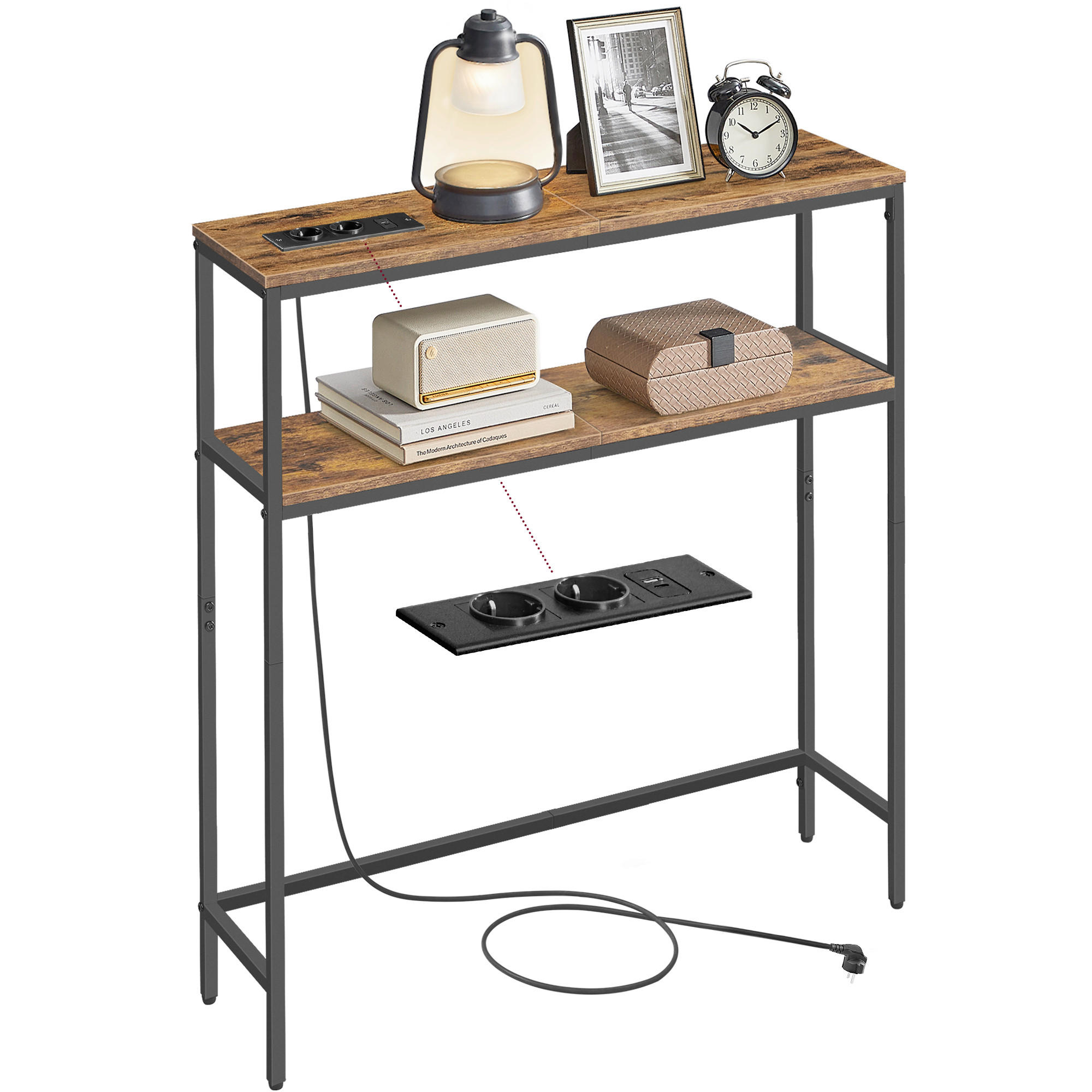 KONSOLENTISCH Schwarz, Dunkelbraun  - Dunkelbraun/Schwarz, Trend, Holzwerkstoff/Metall (80/20/80cm) - Boxxx