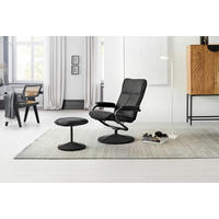 RELAXSESSELSET, inkl. Hocker Leinenoptik Hocker    - Schwarz, MODERN, Textil/Metall (68/96.5/76cm) - P & B