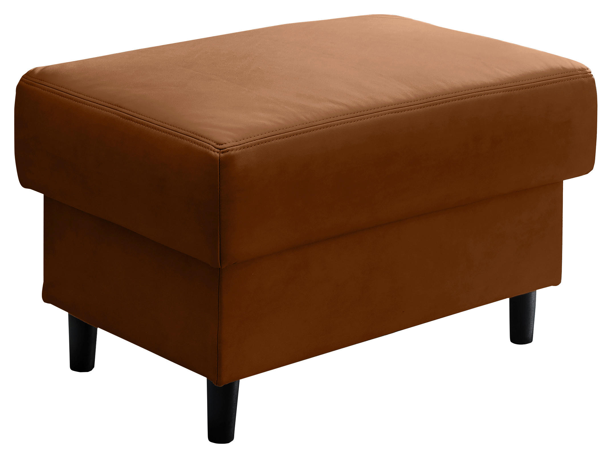 HOCKER Lederlook Cognac  - Cognac/Schwarz, MODERN, Holz/Textil (76/46/55cm) - Livetastic