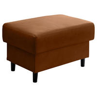 HOCKER Lederlook Cognac  - Cognac/Schwarz, MODERN, Holz/Textil (76/46/55cm) - Livetastic