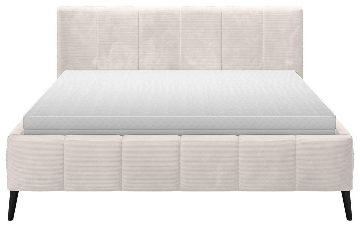 POLSTERBETT gepolstertes Kopfteil, Lattenrost 180/200 cm  in Beige  - Beige/Schwarz, Trend, Holz/Textil (180/200cm) - home24