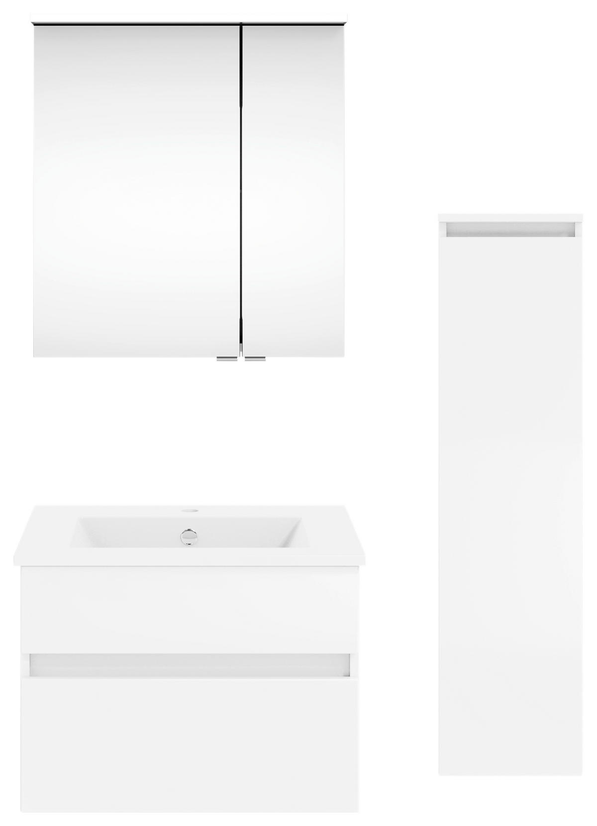 BADEZIMMER 92,2 cm  - Weiss Hochglanz/Weiss, Konventionell, Holzwerkstoff (92,2cm) - Puris