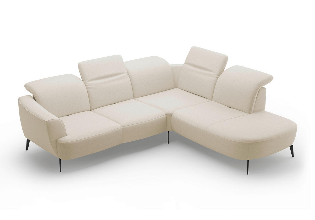 ECKSOFA in Flachgewebe Creme  - Creme/Schwarz, Konventionell, Textil/Metall (300/267cm) - Sit & More
