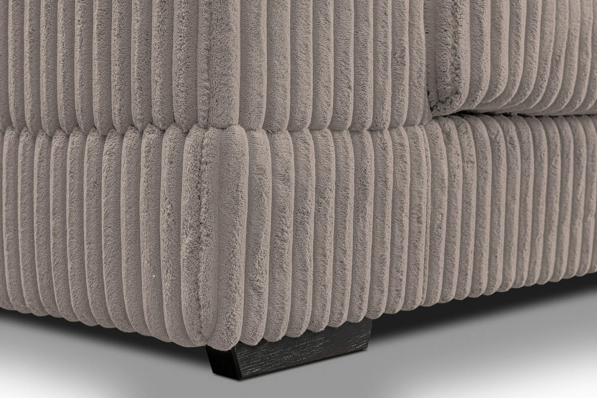 ECKSOFA in Cord Taupe  285/195 cm  - Taupe/Schwarz, Design, Kunststoff/Textil (285/195cm) - MID.YOU