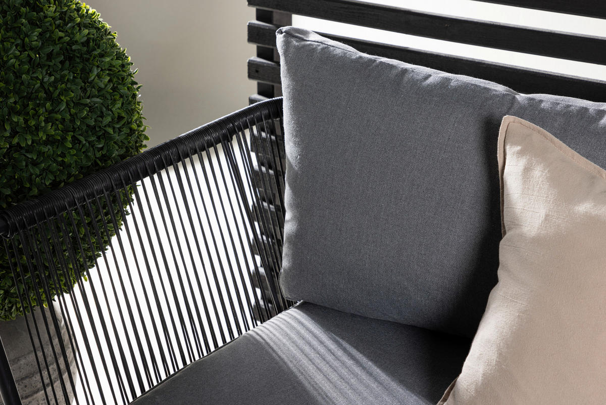 DINING-LOUNGESET Aluminium  - Schwarz/Grau, KONVENTIONELL, Textil/Metall - Gardenson