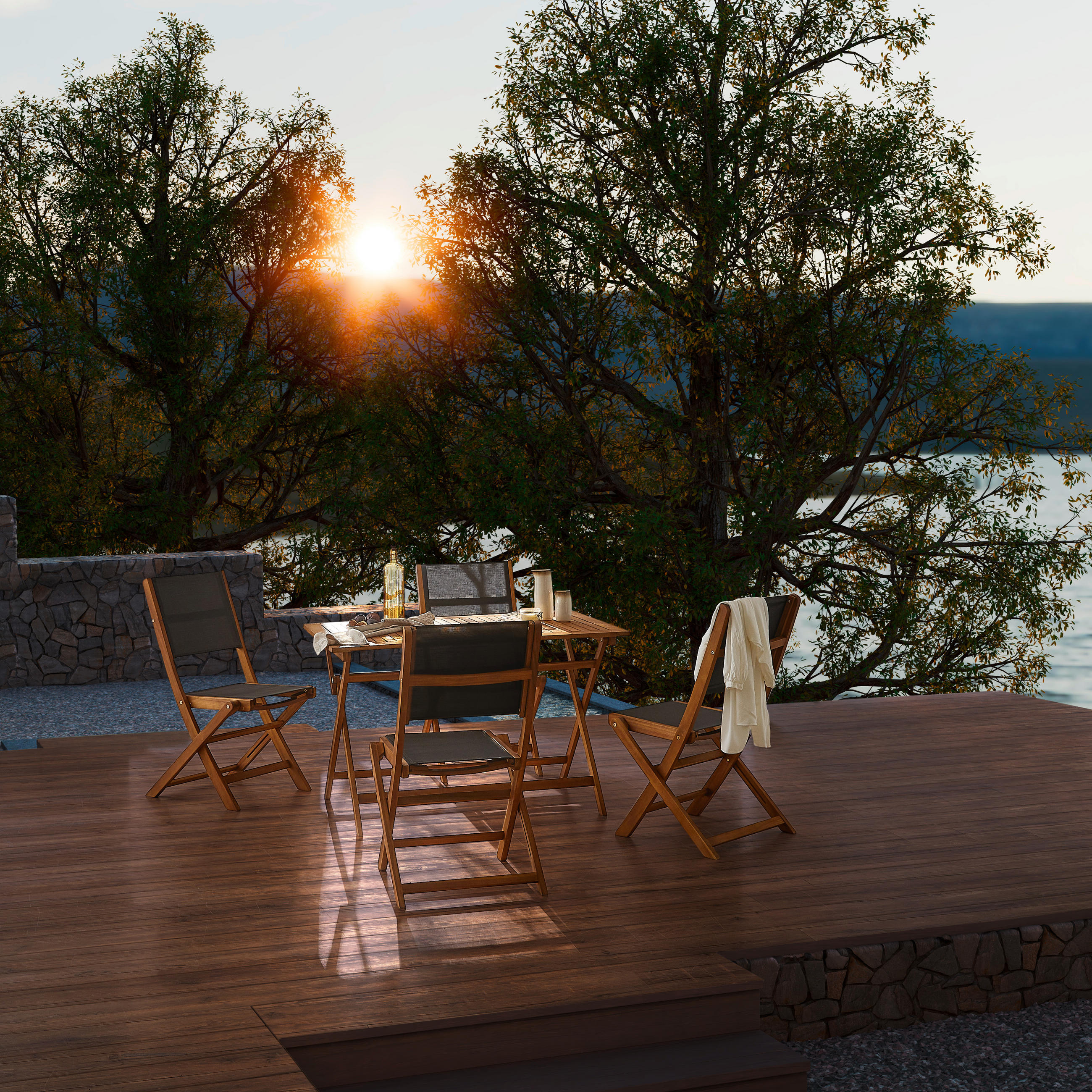 Ambia Garden ZOSTAVA ZÁHRADNÉHO NÁBYTKU drevo, textil