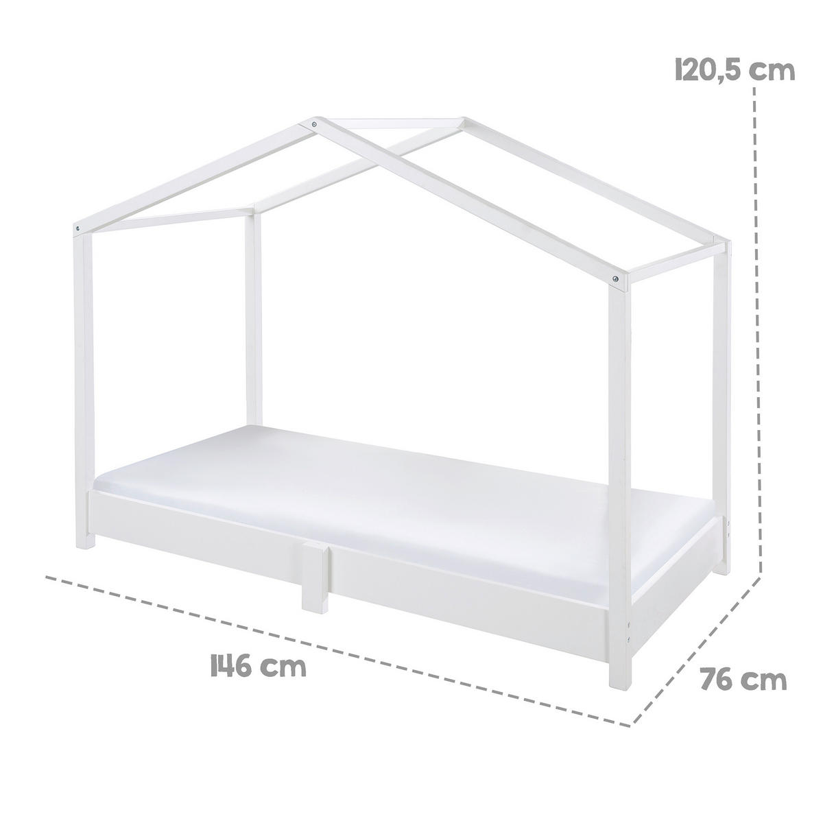 BODENBETT. - Weiss, Basics, Holzwerkstoff (76,5/121/146cm) - Roba