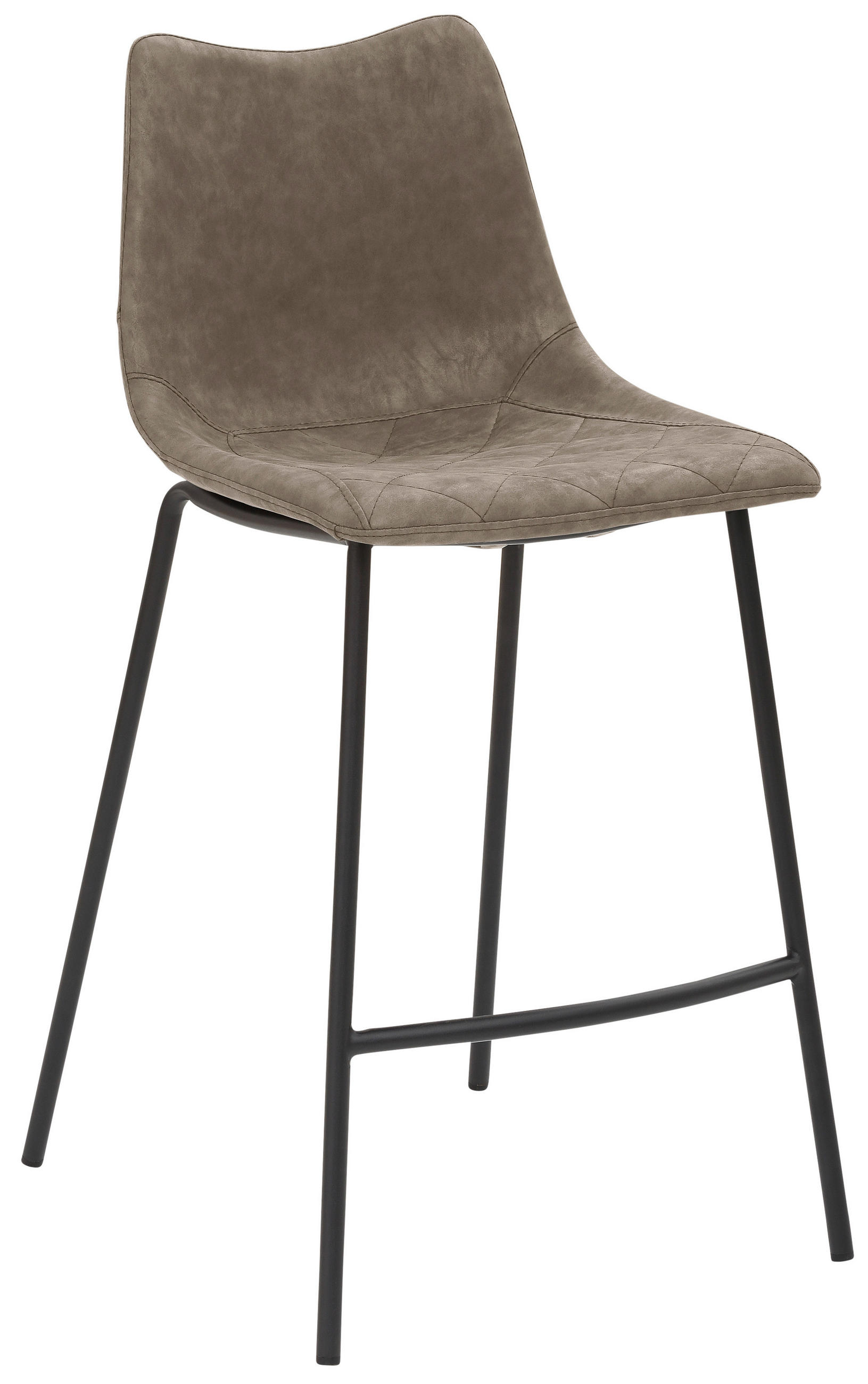 BARHOCKER Lederlook Schwarz, Schlammfarben abwischbar  - Schlammfarben/Schwarz, Design, Textil/Metall (49/99,5/55cm) - Novel