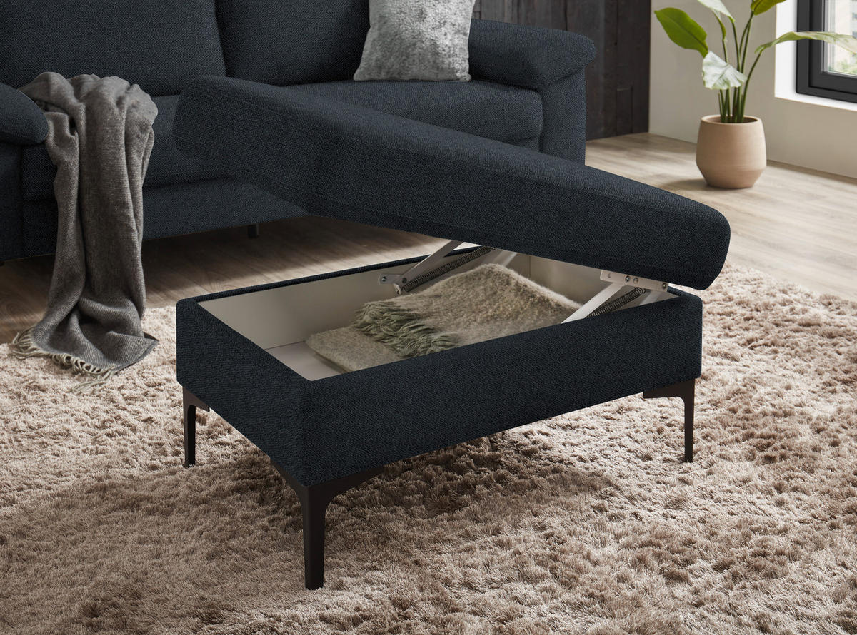2,5-SITZER in Flachgewebe Anthrazit  - Anthrazit/Schwarz, Design, Textil/Metall (206/86/97cm) - Pure Home Lifestyle