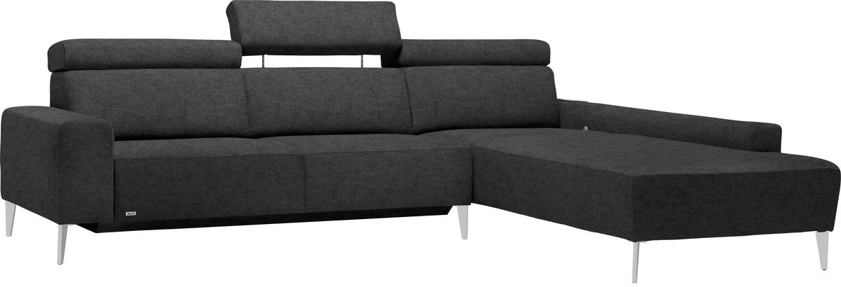 ECKSOFA Anthrazit Chenille  - Anthrazit/Alufarben, Design, Textil (288/205cm) - Sedda