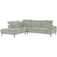 ECKSOFA Mintgrün Chenille Kopfteilverstellung, Sitztiefenverstellung  - Schwarz/Mintgrün, Design, Textil/Metall (243/307cm) - Xora
