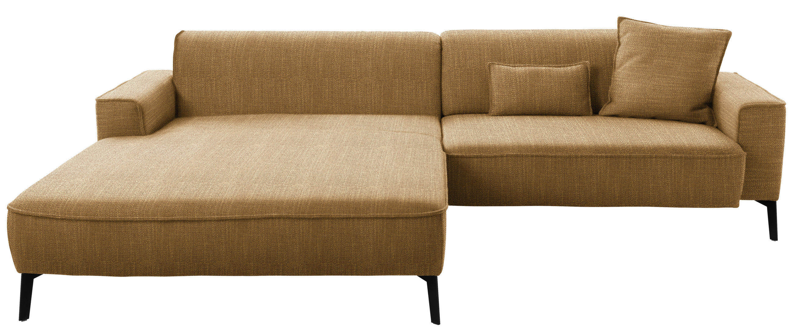 ECKSOFA in Flachgewebe Senfgelb  - Senfgelb/Schwarz, Design, Textil/Metall (190/285cm) - Johann Jakob