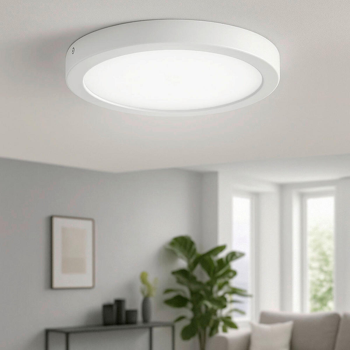 AUFBAULEUCHTE 30/3,2 cm   - Weiß, Design, Kunststoff/Metall (30/3,2cm) - Globo