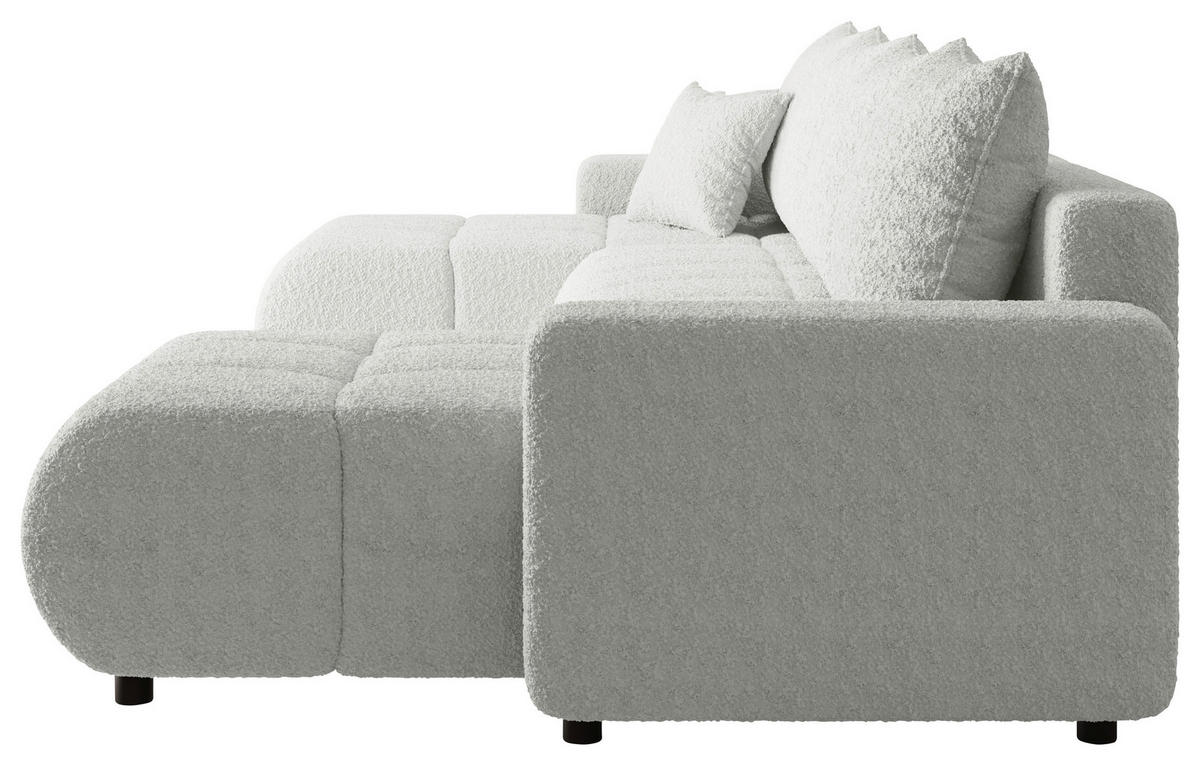 WOHNLANDSCHAFT Weiß Bouclé  - Schwarz/Weiß, MODERN, Kunststoff/Textil (150/312/150cm) - Carryhome