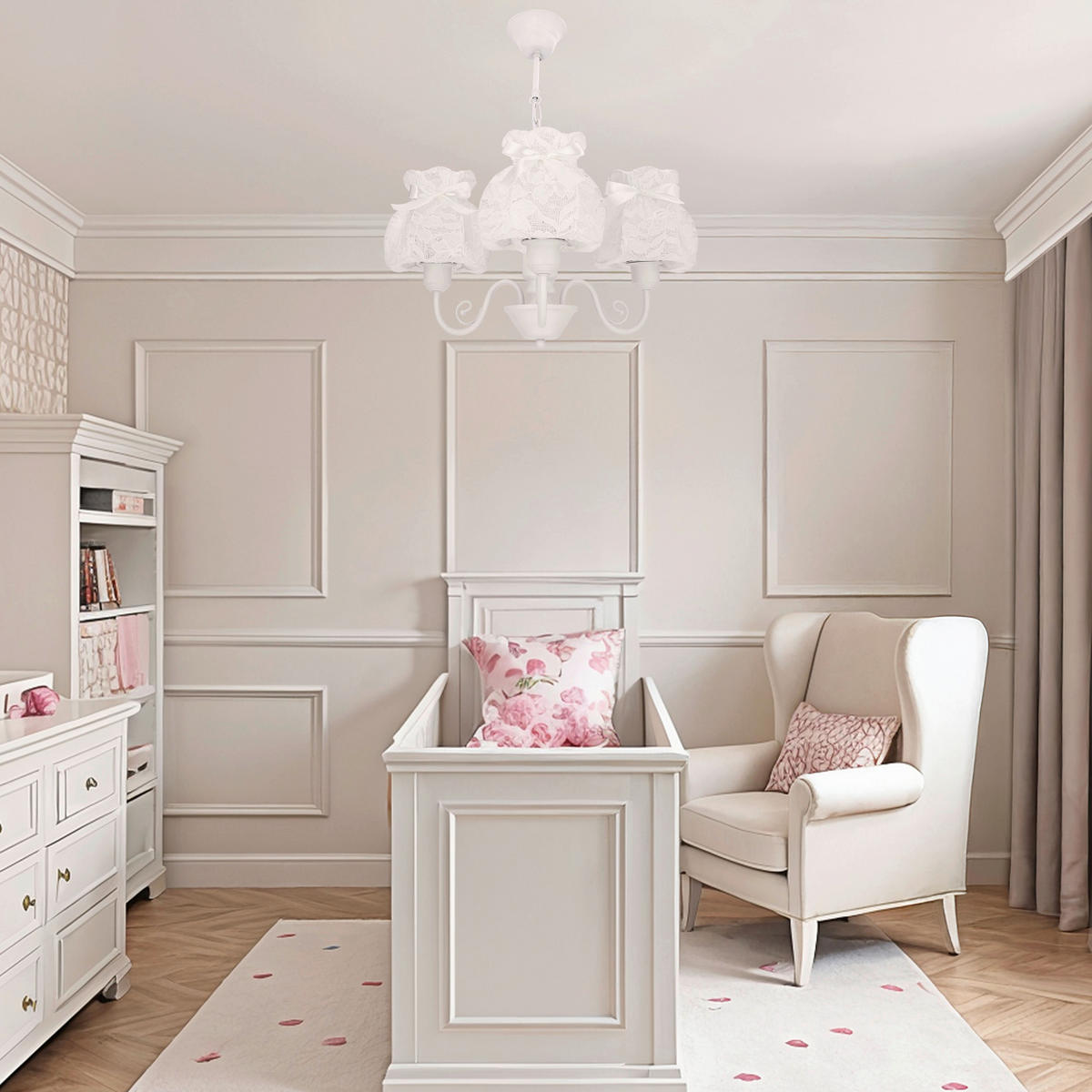 PENDELLEUCHTE 53/53/82 cm  - Weiß, KONVENTIONELL, Textil/Metall (53/53/82cm)