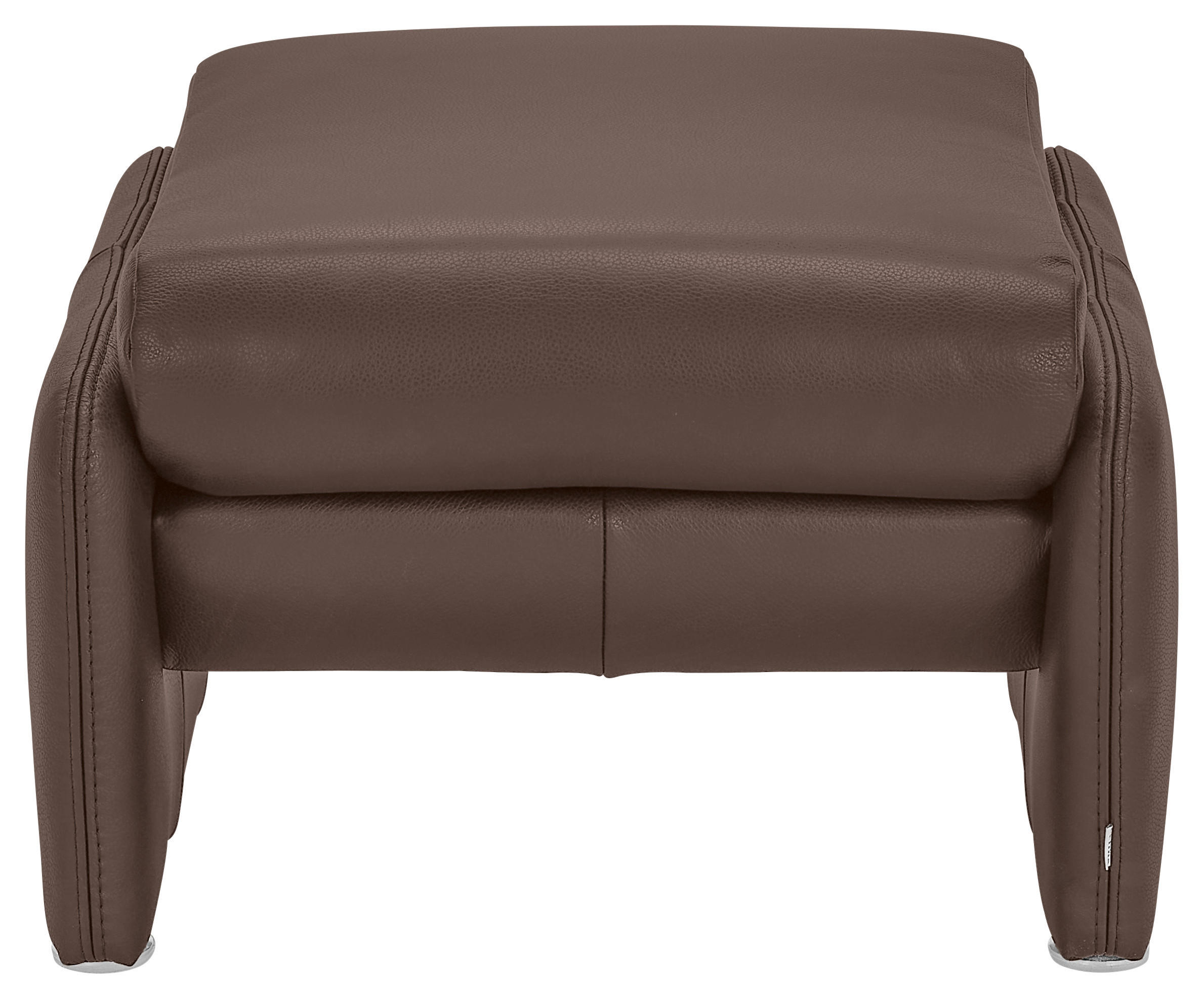 HOCKER Echtleder Braun  - Chromfarben/Braun, KONVENTIONELL, Leder/Metall (60/42/62cm) - Celina Home