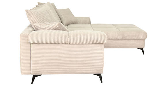 ECKSOFA Naturfarben Cord Rückenkissen, Armlehnenkissen, Rücken echt  - Schwarz/Naturfarben, KONVENTIONELL, Textil/Metall (332/231cm) - Carryhome