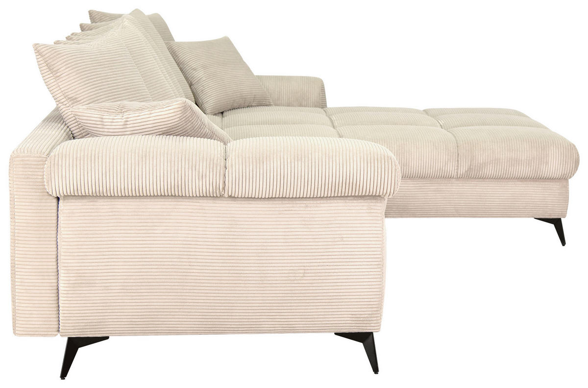 ECKSOFA Naturfarben Cord Rückenkissen, Armlehnenkissen, Rücken echt  - Schwarz/Naturfarben, KONVENTIONELL, Textil/Metall (332/231cm) - Carryhome