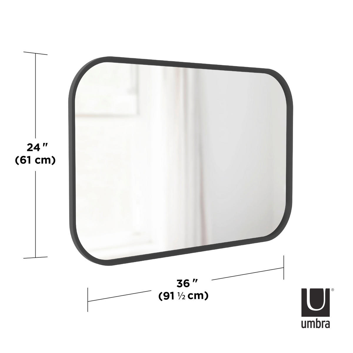 WANDSPIEGEL 92/61/3 cm  - Schwarz, KONVENTIONELL, Glas/Kunststoff (92/61/3cm) - Umbra