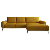 ECKSOFA in Webstoff Gelb  - Gelb/Schwarz, Design, Textil/Metall (272/170cm) - Welnova