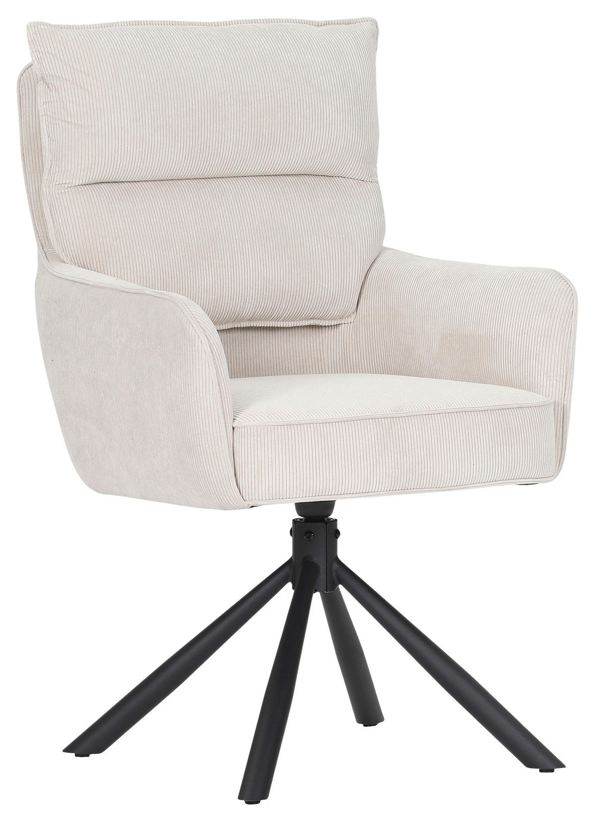ARMLEHNSTUHL  Stoffauswahl, Sitzfläche 360° drehbar, automatische Rückholfunktion Cord  - Beige/Schwarz, Design, Textil/Metall (60/95/62cm) - Novel