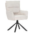 ARMLEHNSTUHL  Stoffauswahl, Sitzfläche 360° drehbar, automatische Rückholfunktion Cord  - Beige/Schwarz, Design, Textil/Metall (60/95/62cm) - Novel
