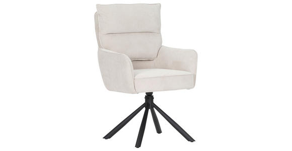 ARMLEHNSTUHL  Stoffauswahl, Sitzfläche 360° drehbar, automatische Rückholfunktion Cord  - Beige/Schwarz, Design, Textil/Metall (60/95/62cm) - Novel