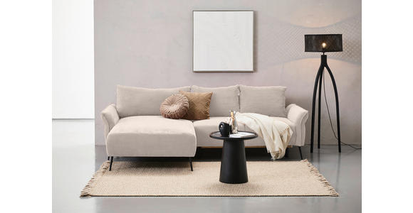 ECKSOFA in Chenille Creme  - Creme/Schwarz, KONVENTIONELL, Textil/Metall (164/255cm) - Carryhome