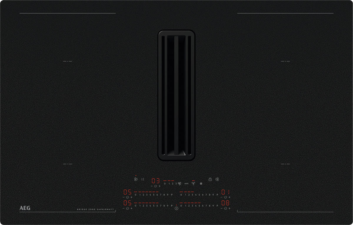 KOCHFELD-DUNSTABZUG-KOMBI XCD6847CS  - Schwarz, Basics, Glas (80/21,2/51,0cm) - AEG