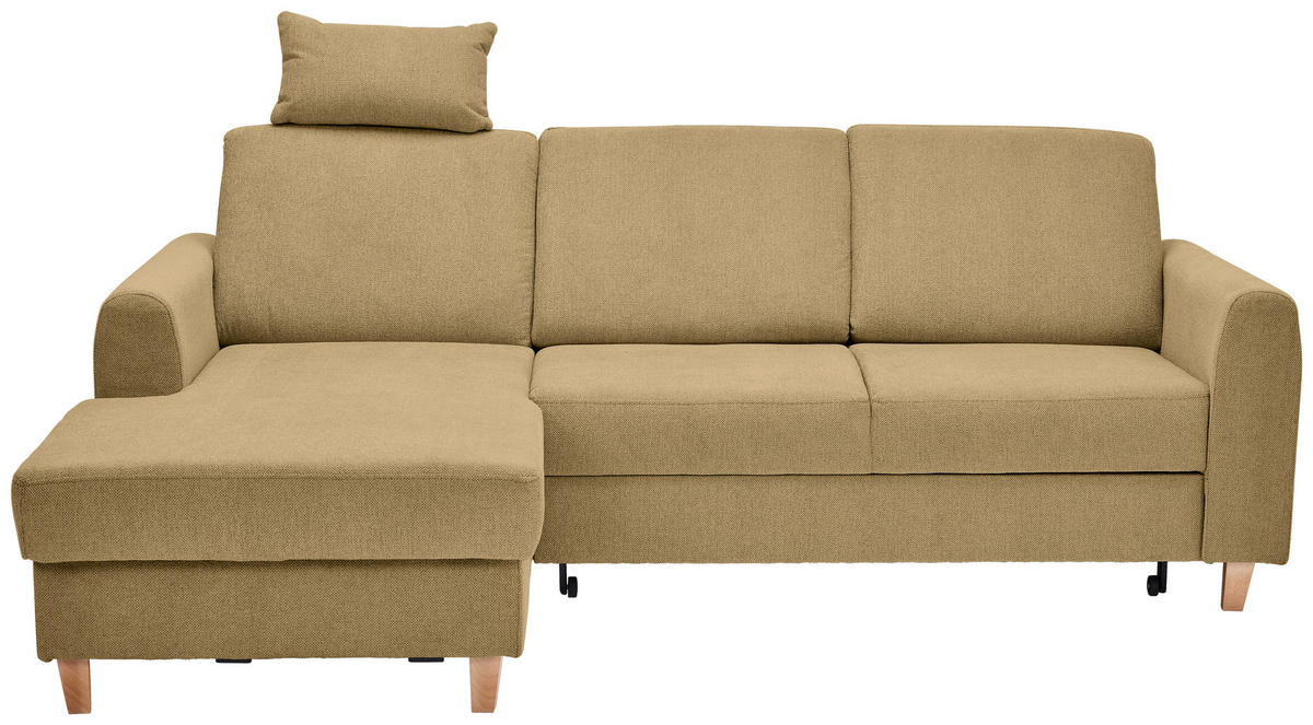 HÖRNSOFFA i flatväv honung  - honung/bokfärgad, Klassisk, trä/textil (166/241cm) - MID.YOU