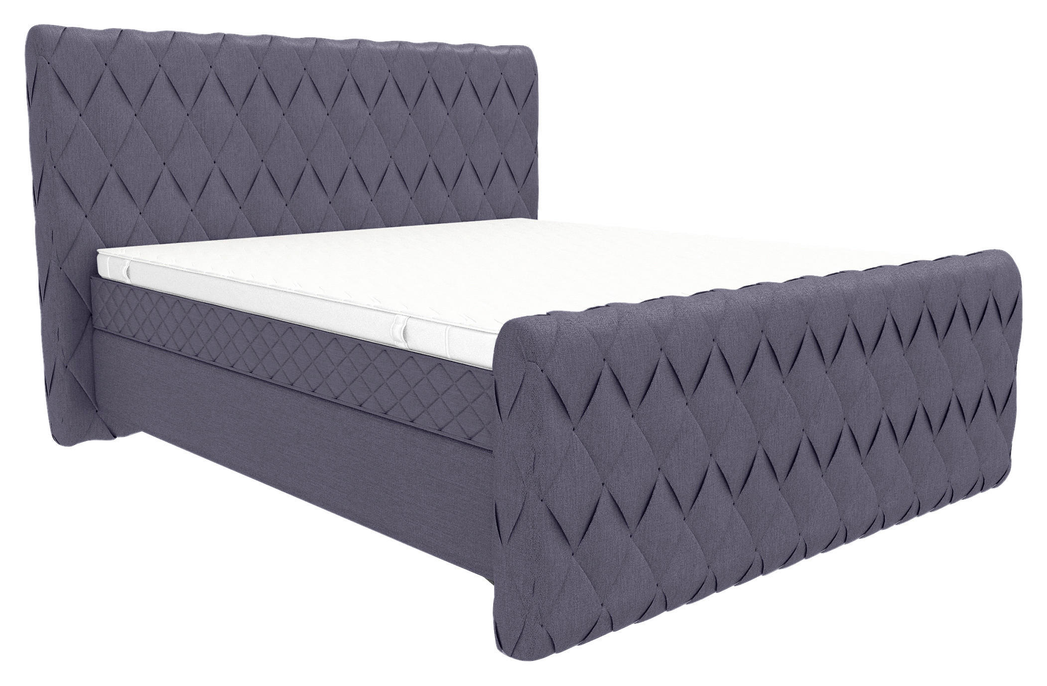 BOXSPRINGBETT 160/200 cm  in Graublau  - Graublau/Schwarz, Konventionell, Textil/Metall (160/200cm) - Carryhome