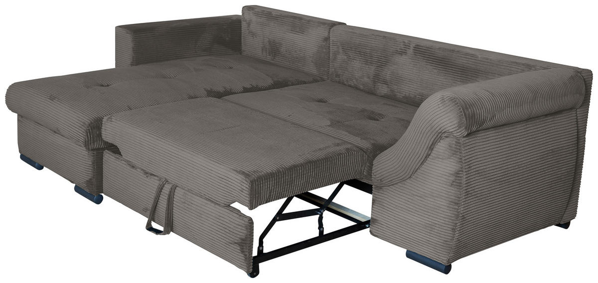 ECKSOFA in Cord Mokka  - Schwarz/Mokka, KONVENTIONELL, Textil/Metall (168/258cm) - Carryhome