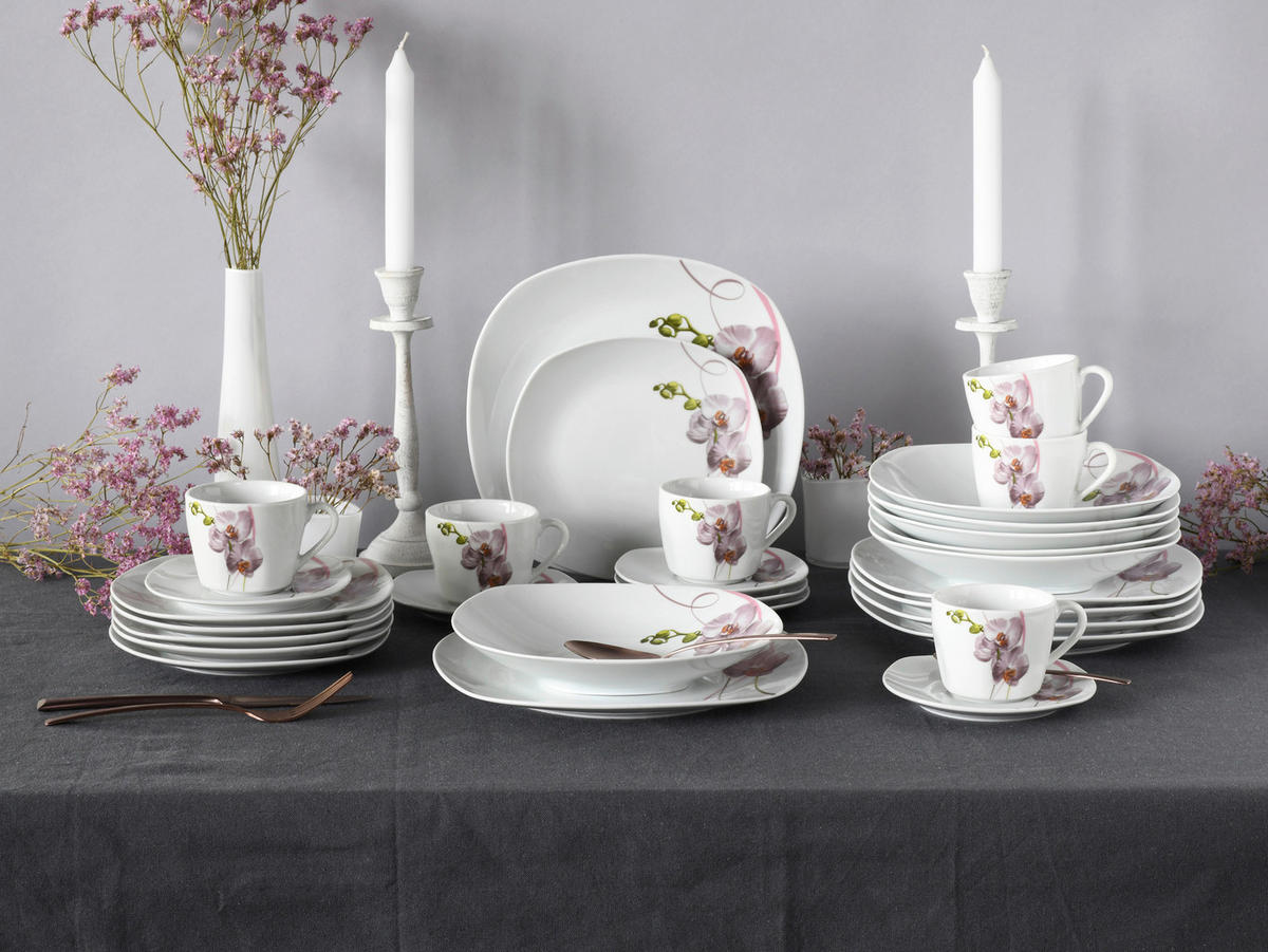 KOMBISERVICE Square Orchidee 30-teilig  - Multicolor, Trend, Keramik - Creatable