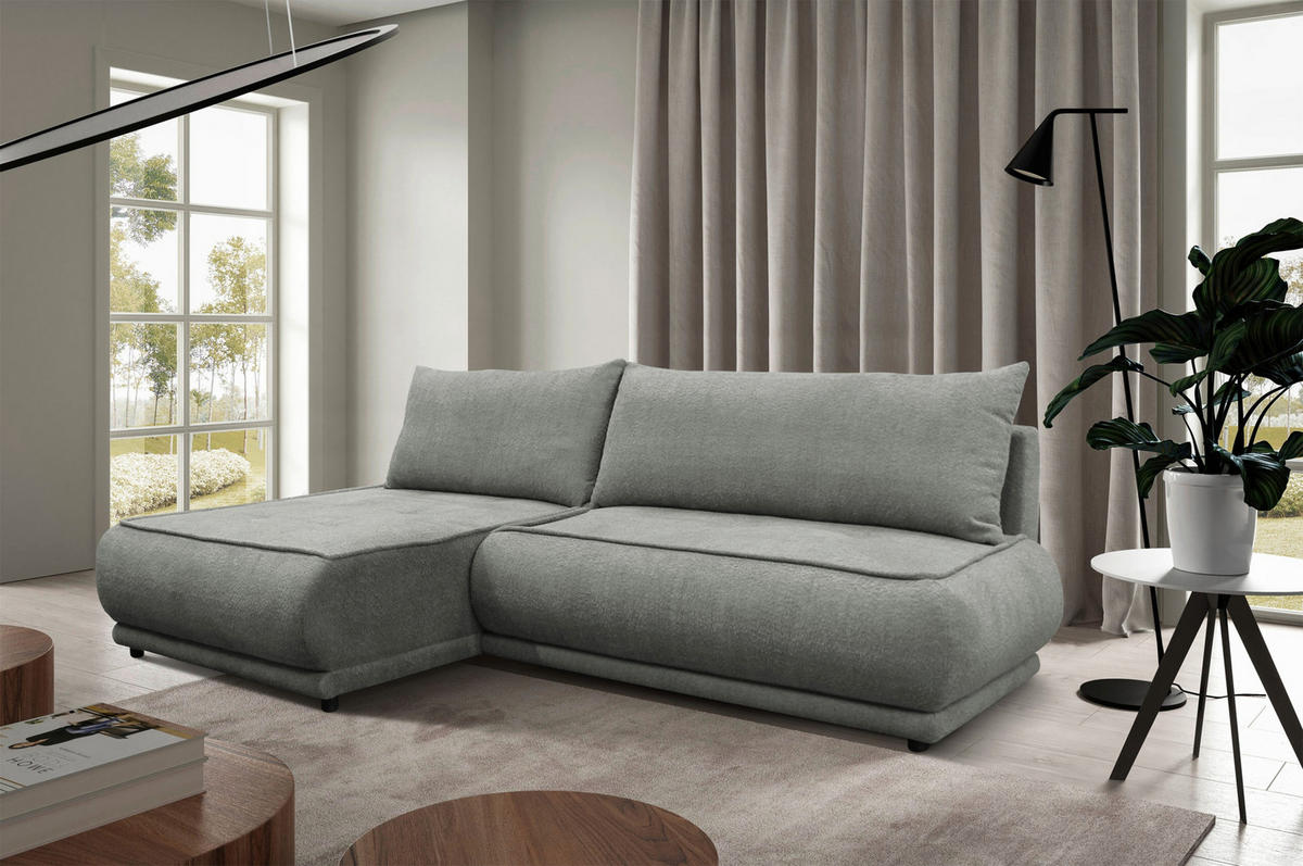 ECKSOFA PAROS Grau Bouclé  - Schwarz/Grau, Design, Kunststoff/Textil (179/277cm) - MID.YOU