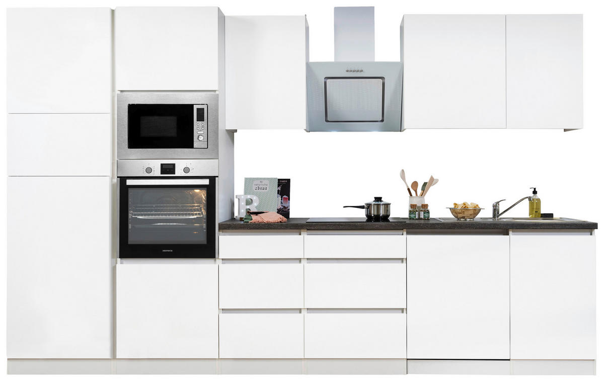 MODULKÖK 345 cm   i vit  - vit/grafitfärgad, Basics, trämaterial (345cm) - Respekta