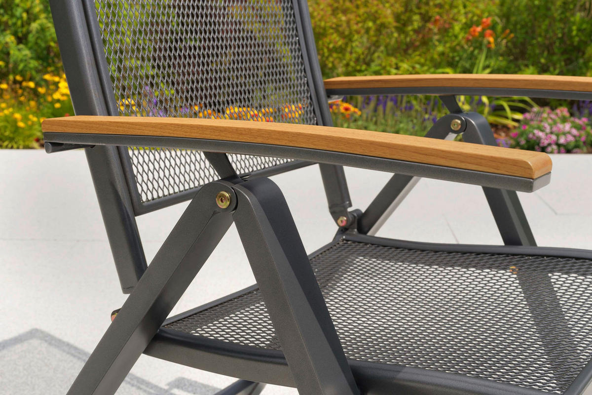 GARTENTISCHGRUPPE  - Graphitfarben/Naturfarben, KONVENTIONELL, Kunststoff/Textil - Gardenson