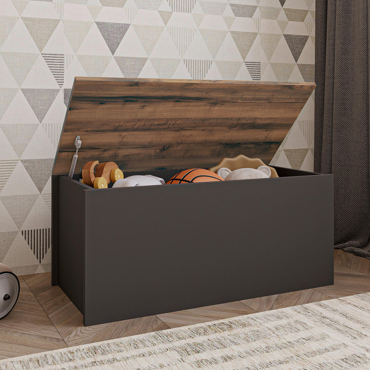 TRUHE - Eichefarben/Anthrazit, Design, Holz (45/45,5/90cm) - Livetastic