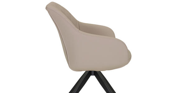 ARMLEHNSTUHL  Typenauswahl, Sitzfläche 360° drehbar, automatische Rückholfunktion  Echtleder  - Beige/Schwarz, Design, Leder/Metall (60/83/65cm) - Landscape