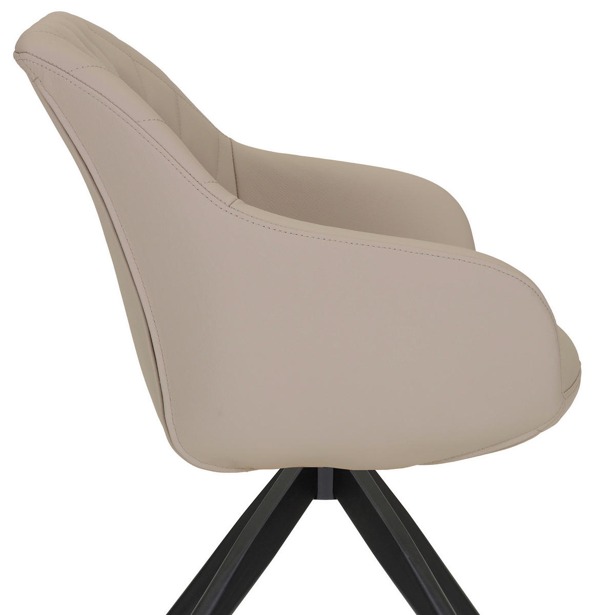 ARMLEHNSTUHL  Typenauswahl, Sitzfläche 360° drehbar, automatische Rückholfunktion  Echtleder  - Beige/Schwarz, Design, Leder/Metall (60/83/65cm) - Landscape