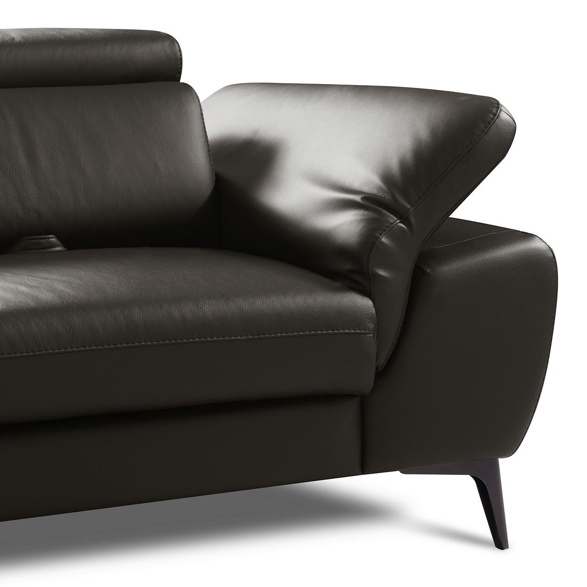ECKSOFA  in Lederlook Echtleder Dunkelbraun  220/274 cm  - Dunkelbraun/Schwarz, Design, Leder/Textil (220/274cm) - Livetastic