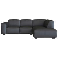 ECKSOFA Schwarz Echtleder  - Schwarz, Design, Leder/Holz (256/231cm) - Livetastic