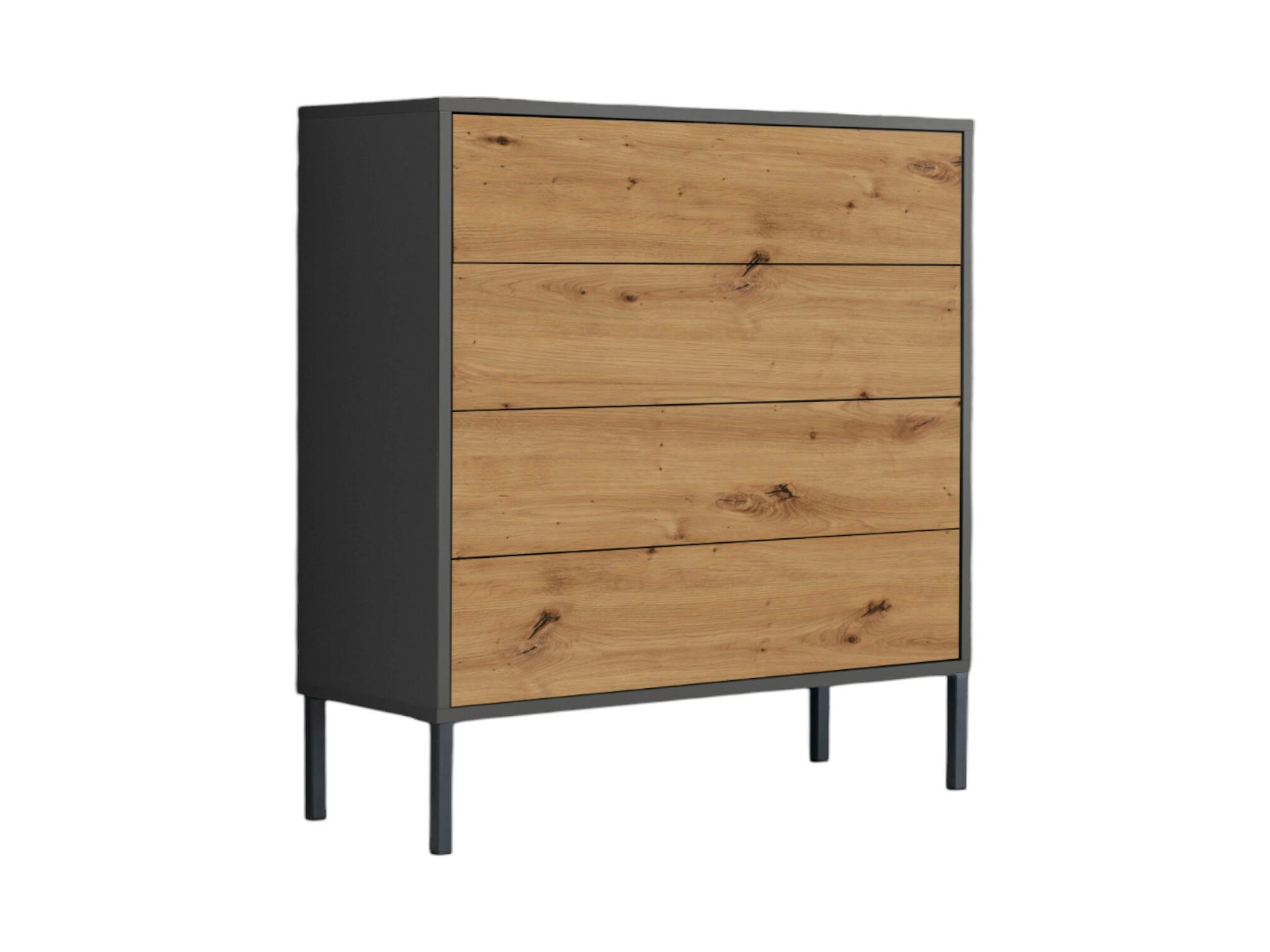 MID.YOU KOMODA, antracitová, dub artisan, 79/86/33 cm