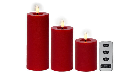 LED-KERZE - Rot, Basics, Kunststoff/Paraffin - Ambia Home