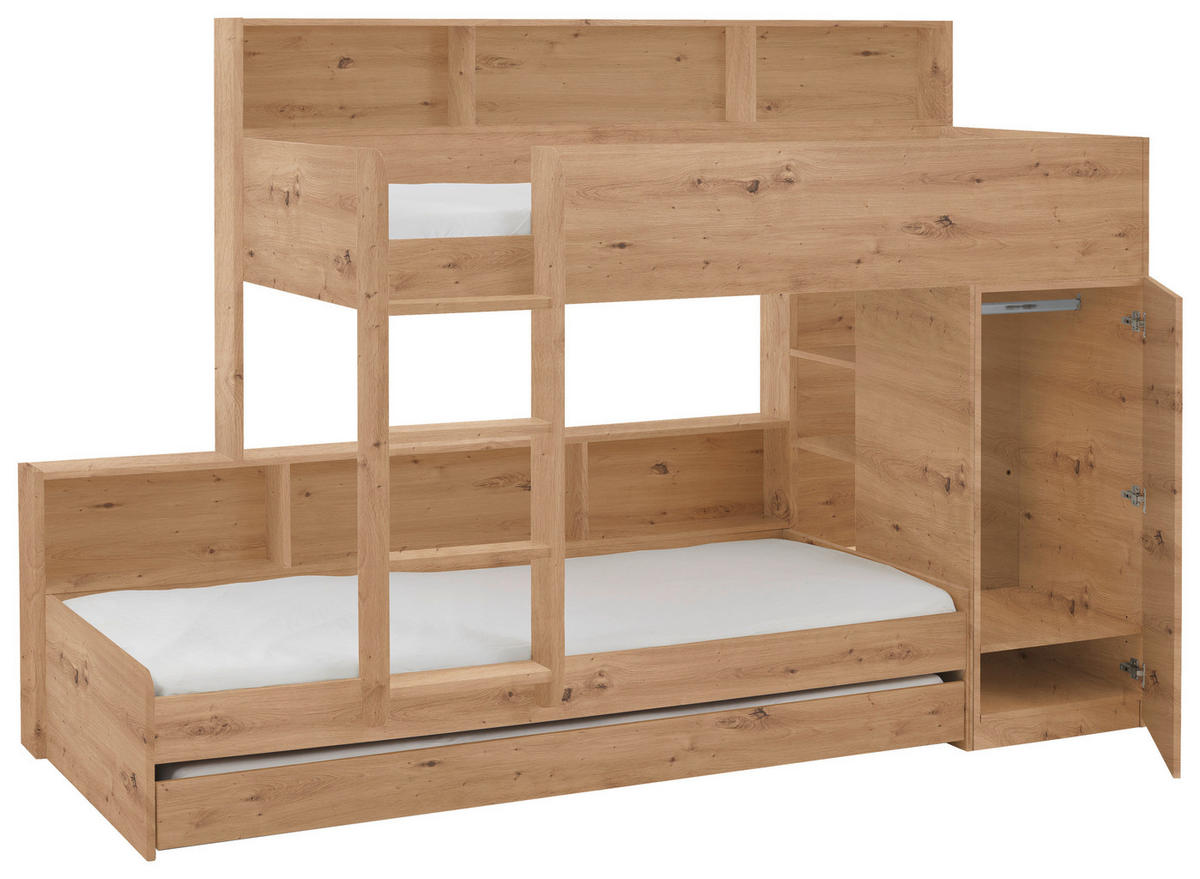 ETAGENBETT 90/200 cm Eiche Artisan  - Eiche Artisan, Design, Holzwerkstoff (90/200cm) - Xora