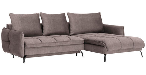 ECKSOFA in Flachgewebe Taupe - Taupe/Schwarz, Design, Textil/Metall (273/180cm) - Hom`in