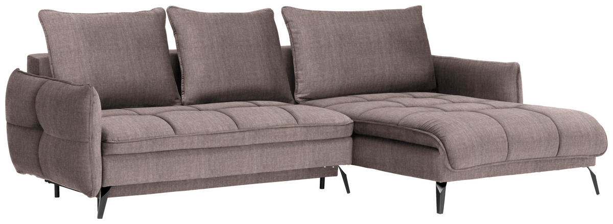 ECKSOFA in Flachgewebe Taupe  - Taupe/Schwarz, Design, Textil/Metall (273/180cm) - Hom`in