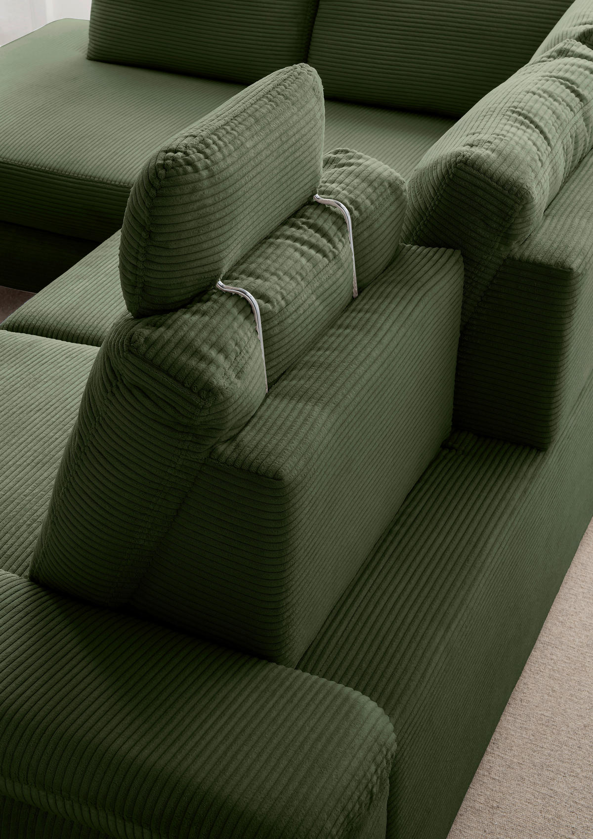 ECKSCHLAFSOFA in Cord Dunkelgrün  - Wildeiche/Dunkelgrün, Modern, Holz/Textil (206/261cm) - Livetastic